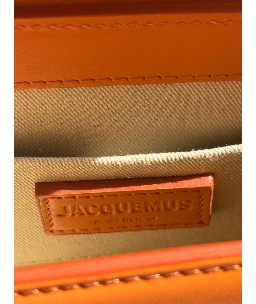 JACQUEMUS Оранжевая кожаная сумка через плечо, фото 7