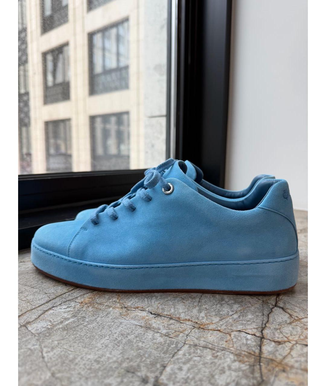 LORO PIANA Голубые замшевые кроссовки, фото 7