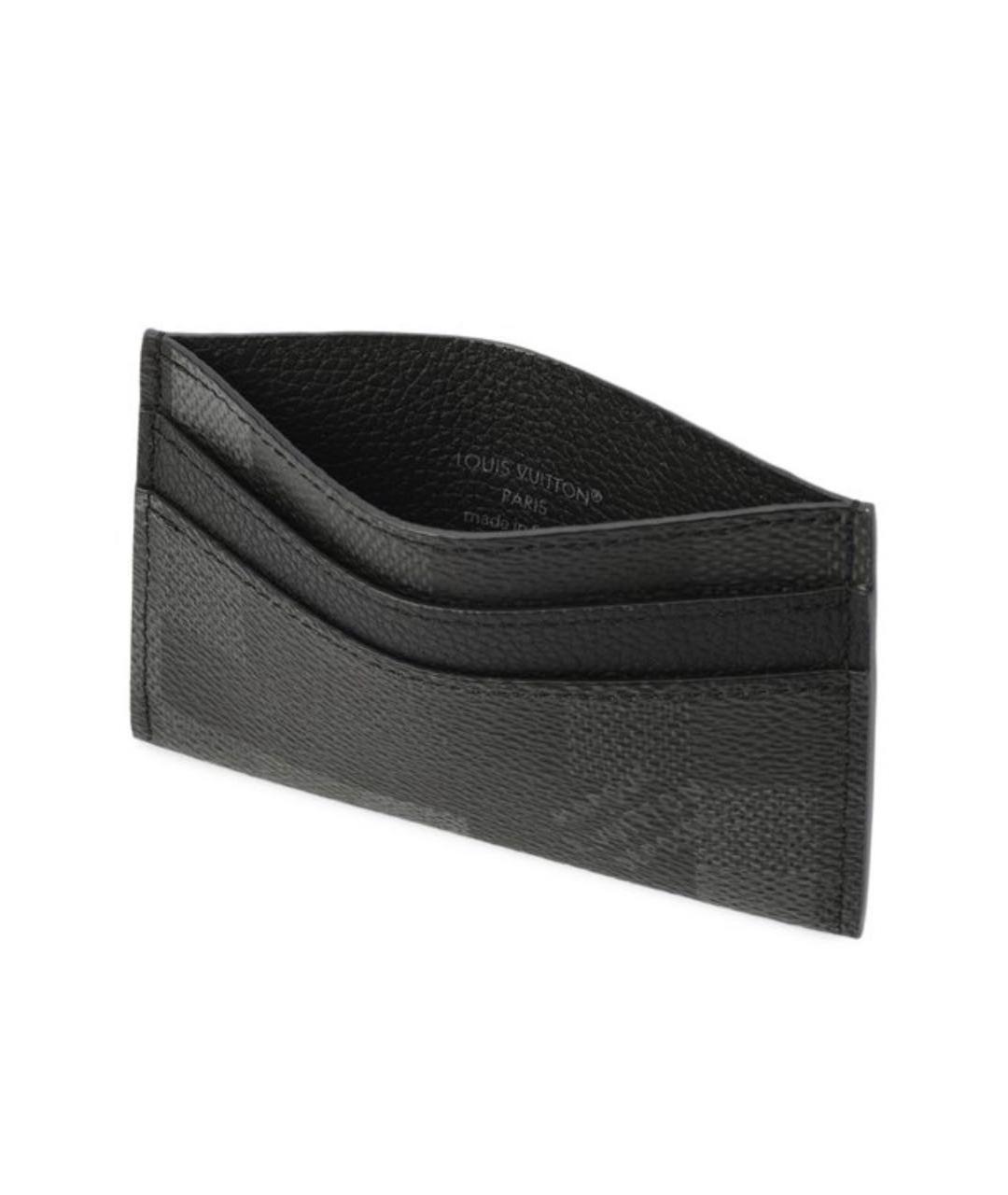 LOUIS VUITTON Антрацитовый кожаный кардхолдер, фото 3