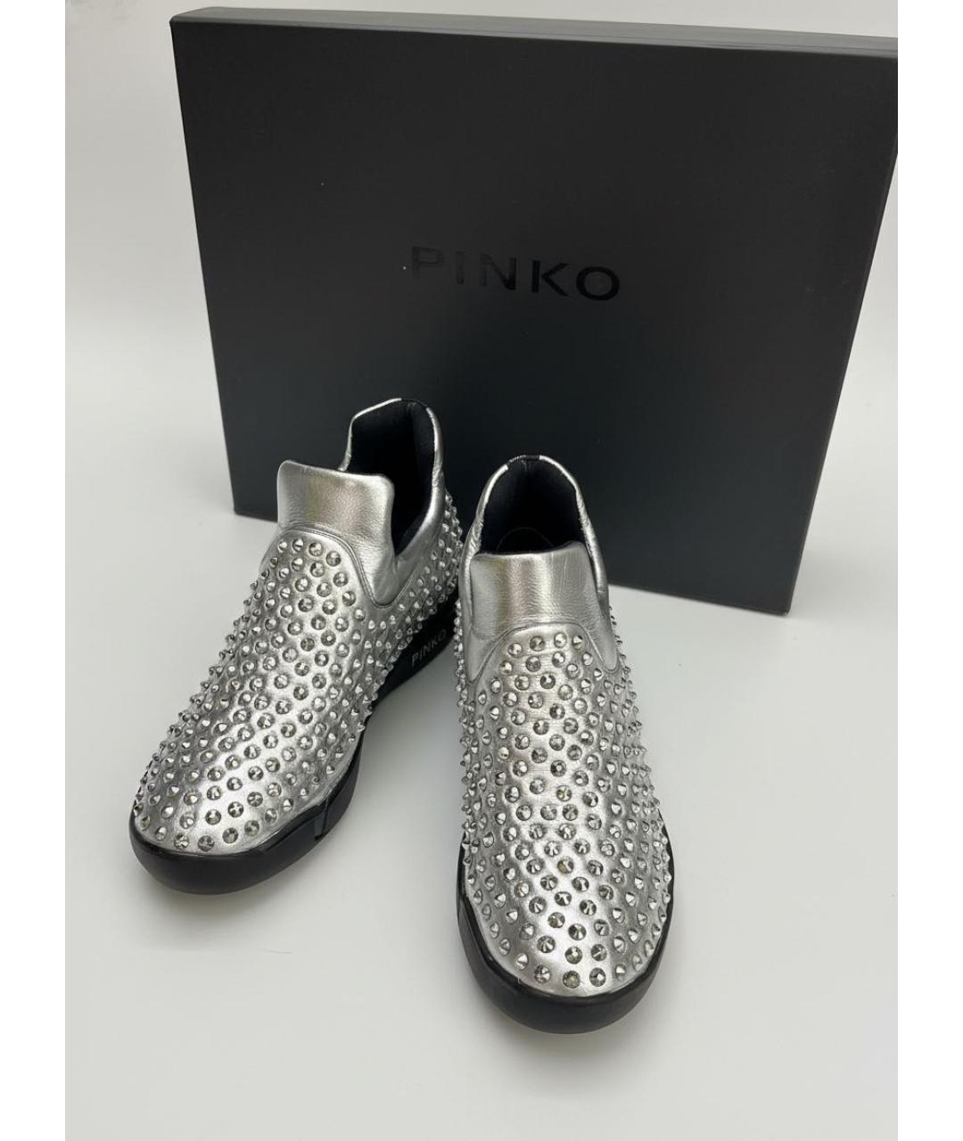 PINKO Серебряные кожаные слипоны, фото 2