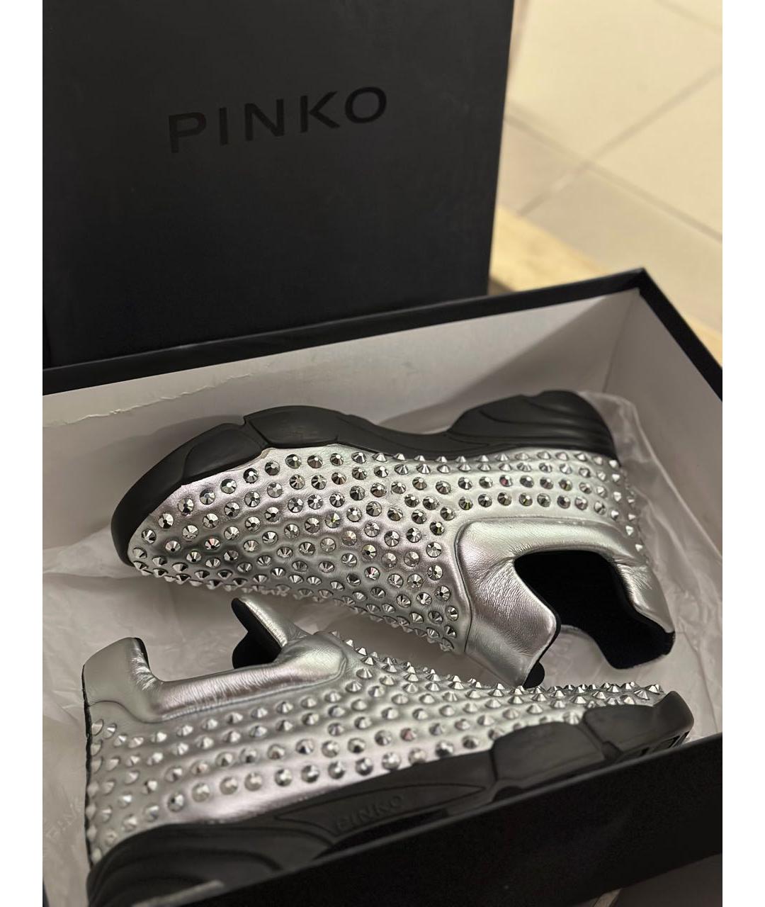 PINKO Серебряные кожаные слипоны, фото 5