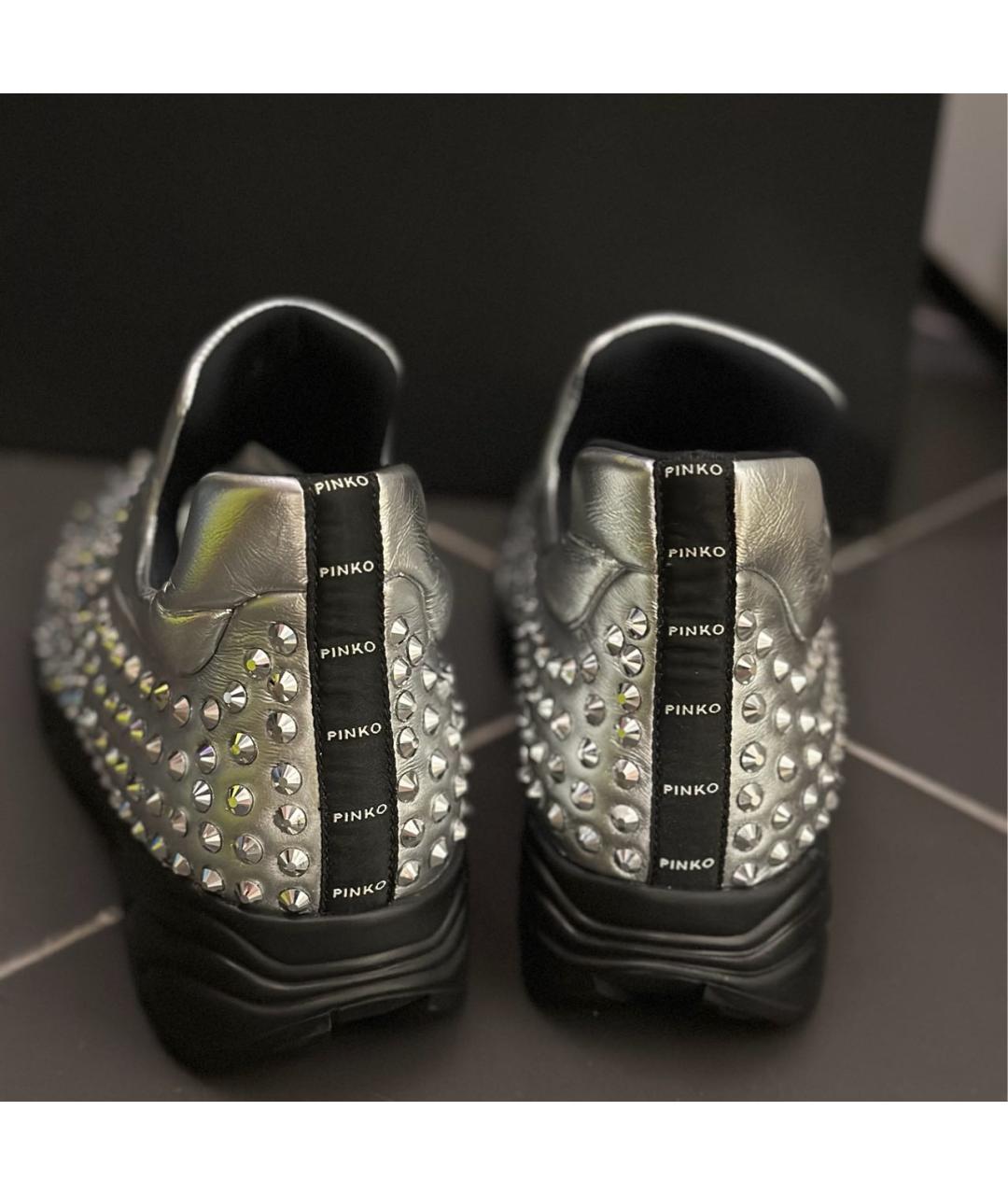 PINKO Серебряные кожаные слипоны, фото 4