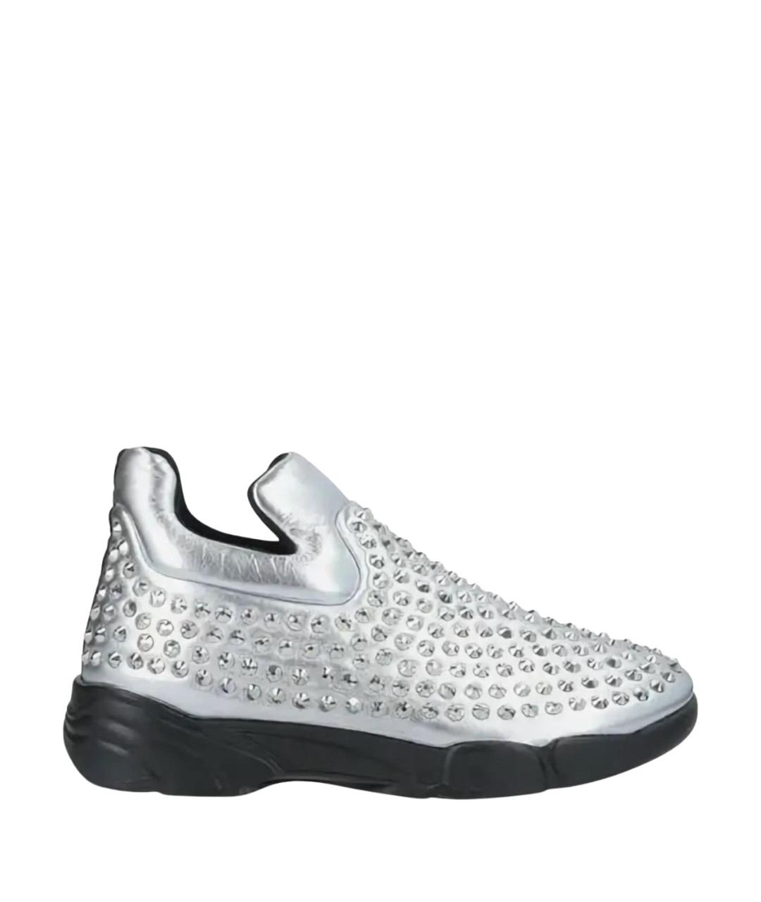 PINKO Серебряные кожаные слипоны, фото 1