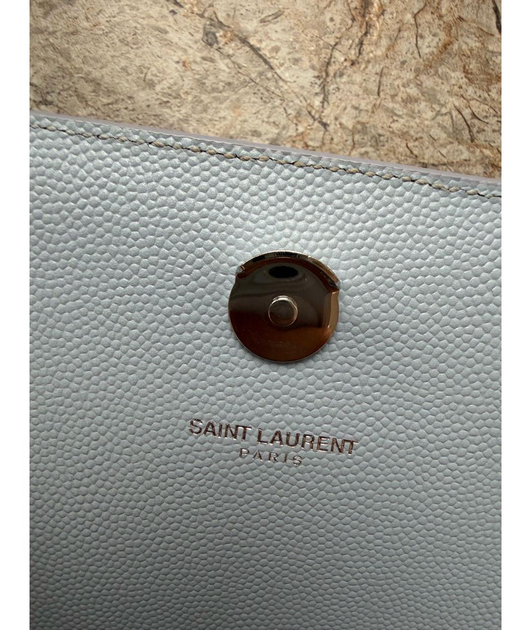 SAINT LAURENT Голубая кожаная сумка через плечо, фото 7