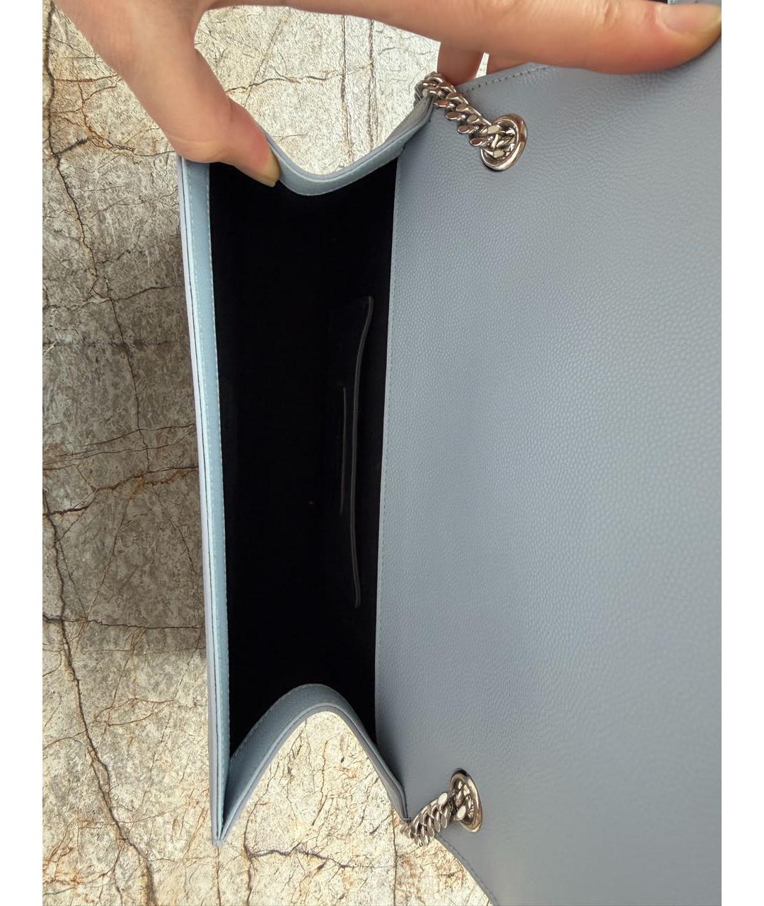 SAINT LAURENT Голубая кожаная сумка через плечо, фото 4