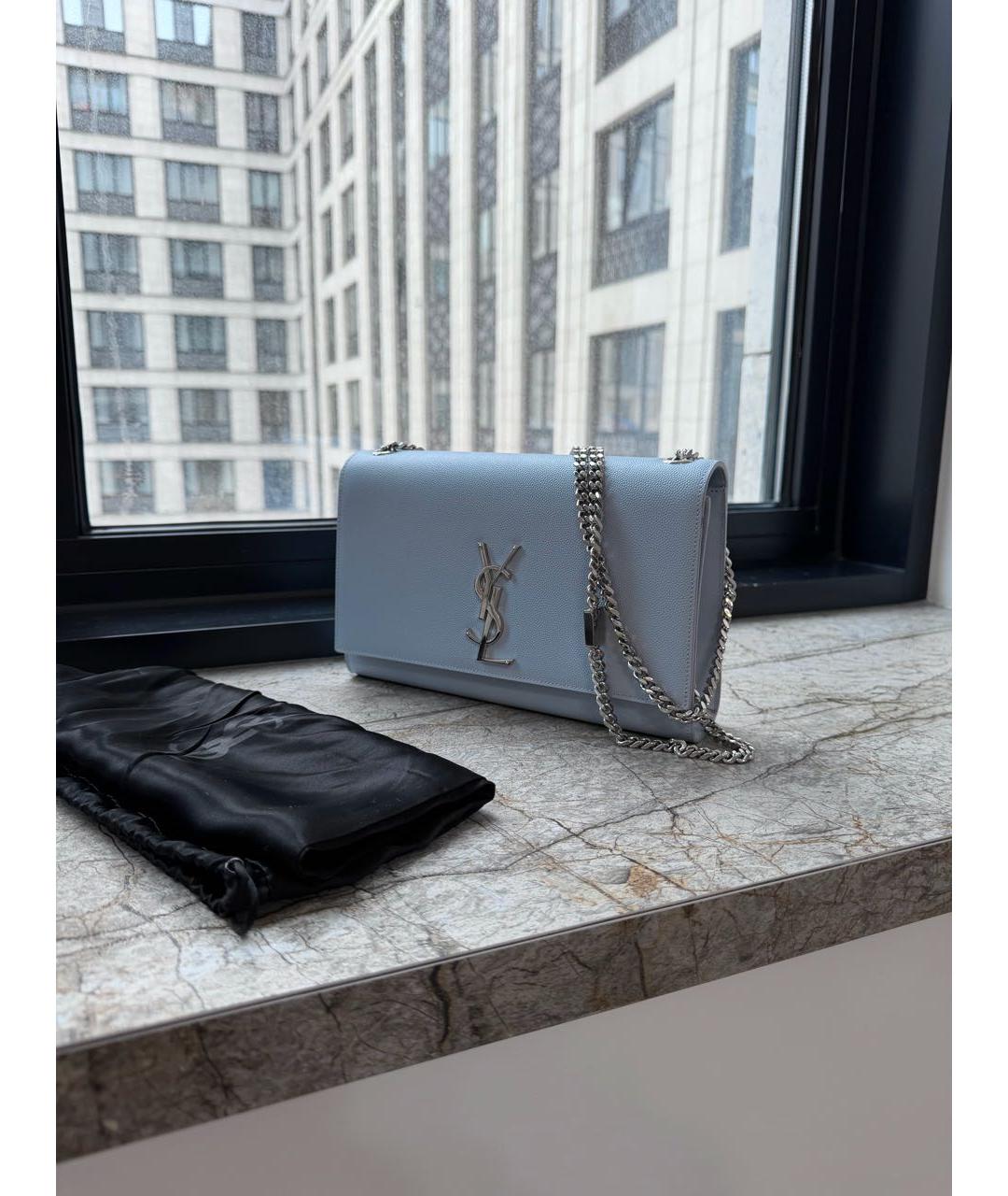 SAINT LAURENT Голубая кожаная сумка через плечо, фото 2