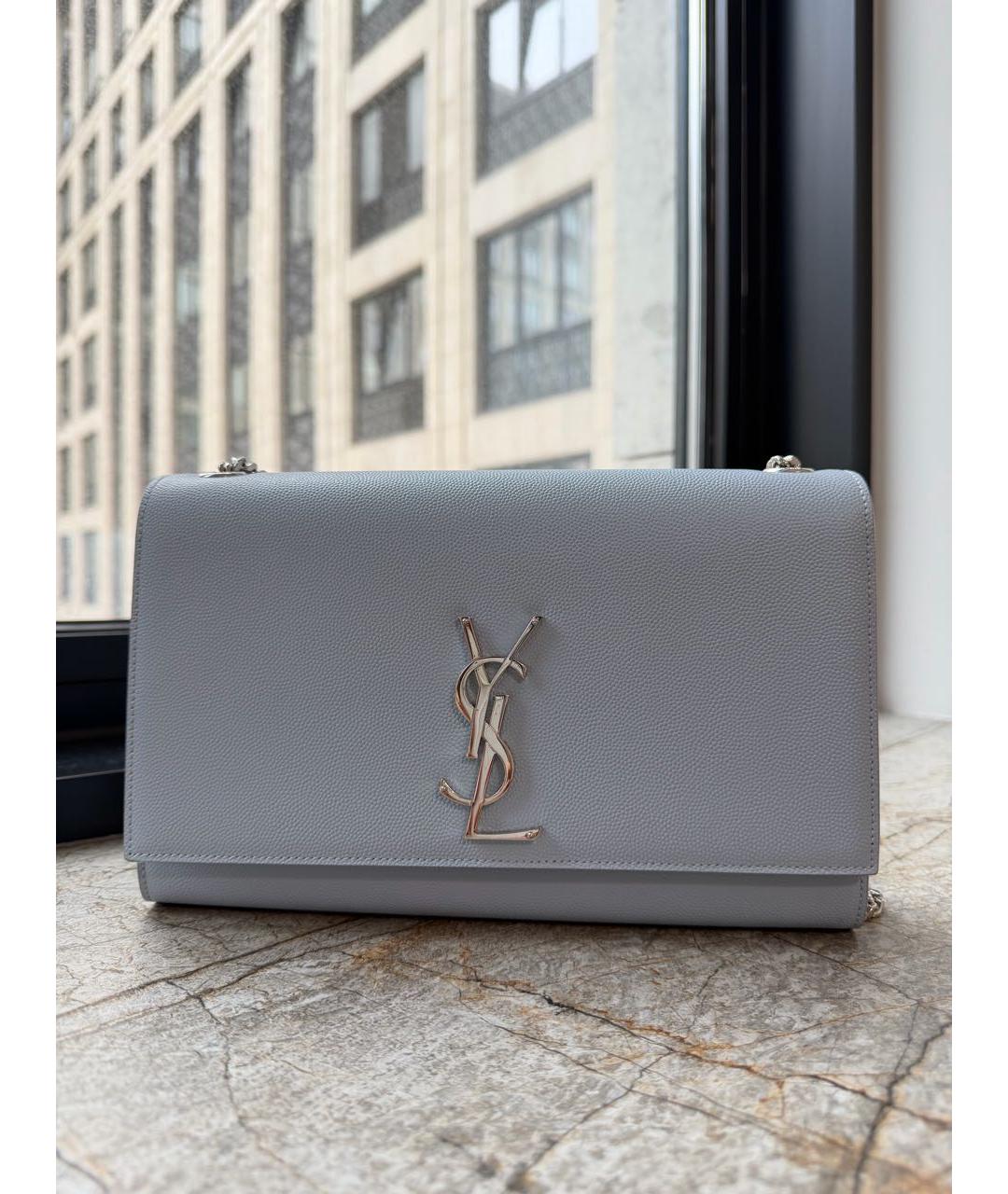 SAINT LAURENT Голубая кожаная сумка через плечо, фото 9