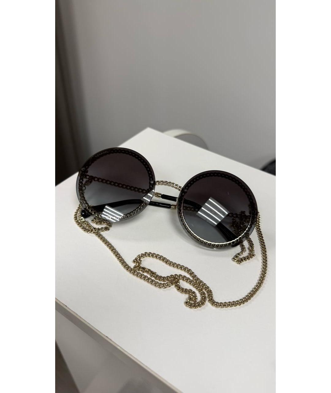 CHANEL Черные металлические солнцезащитные очки, фото 2