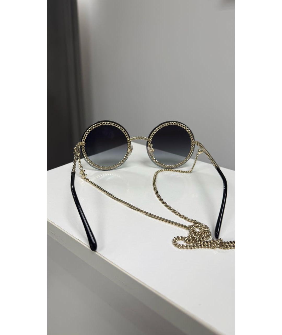 CHANEL Черные металлические солнцезащитные очки, фото 3