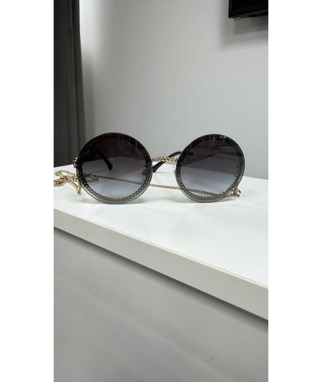 CHANEL Черные металлические солнцезащитные очки, фото 4