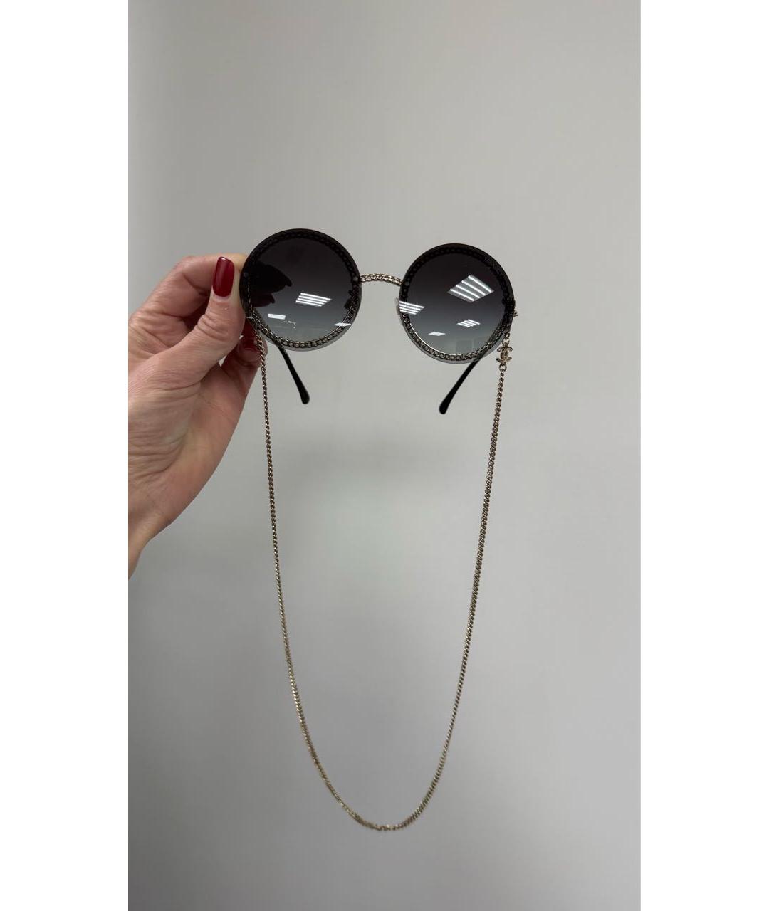 CHANEL Черные металлические солнцезащитные очки, фото 6