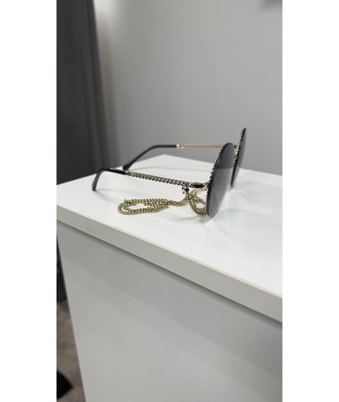 CHANEL Черные металлические солнцезащитные очки, фото 5