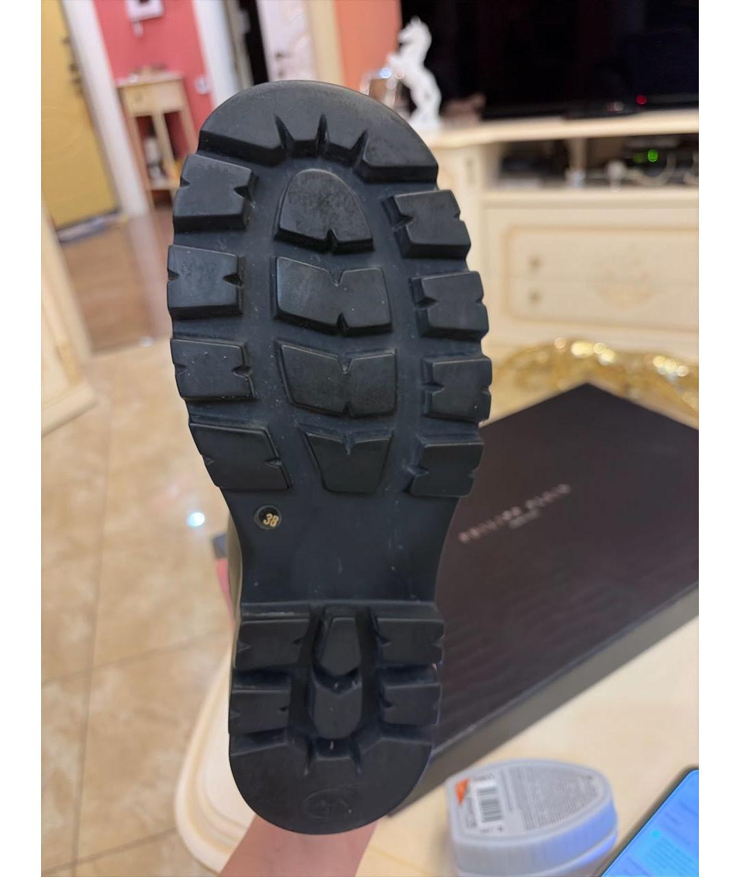 PHILIPP PLEIN Черные кожаные сапоги, фото 6