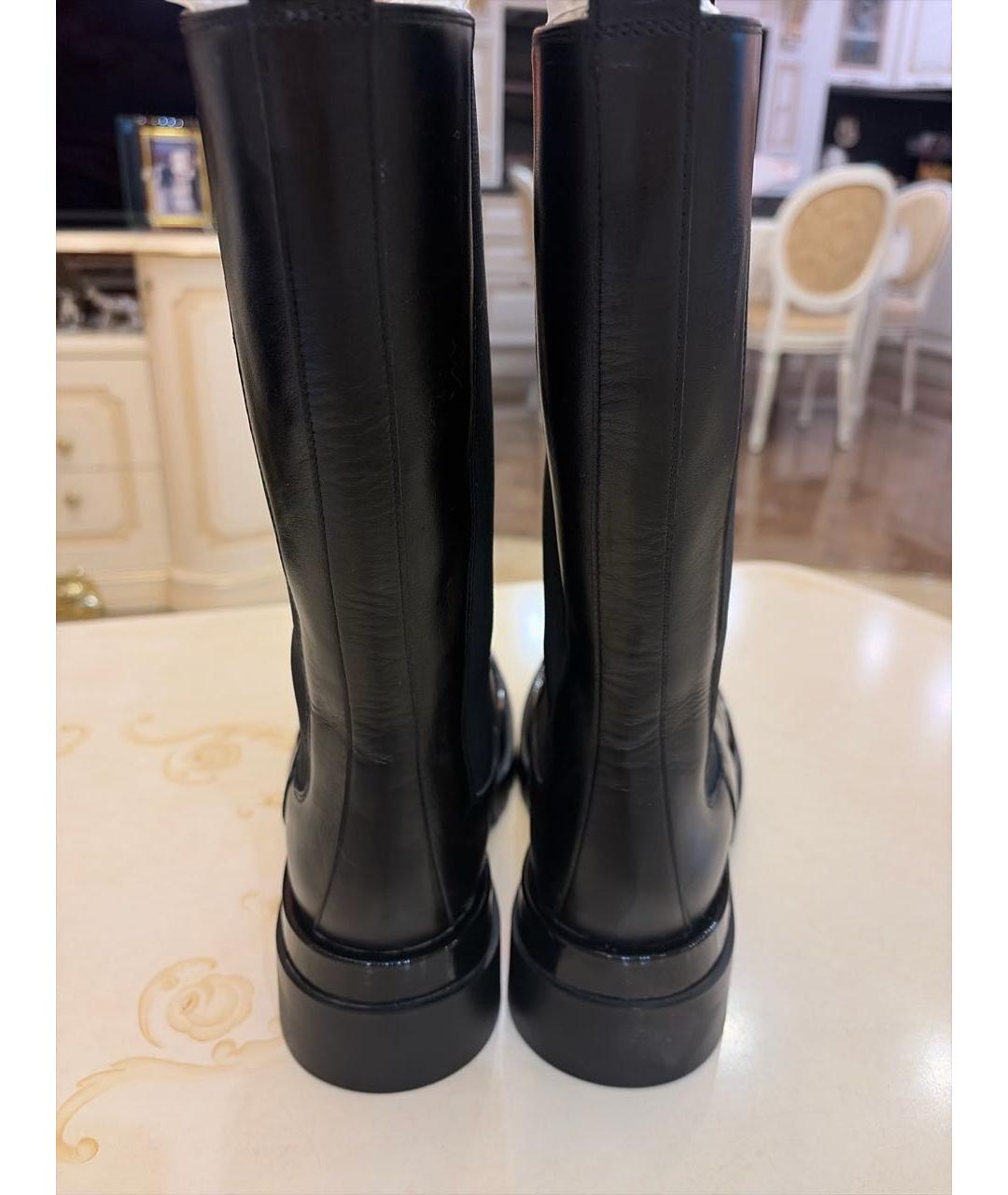 PHILIPP PLEIN Черные кожаные сапоги, фото 4