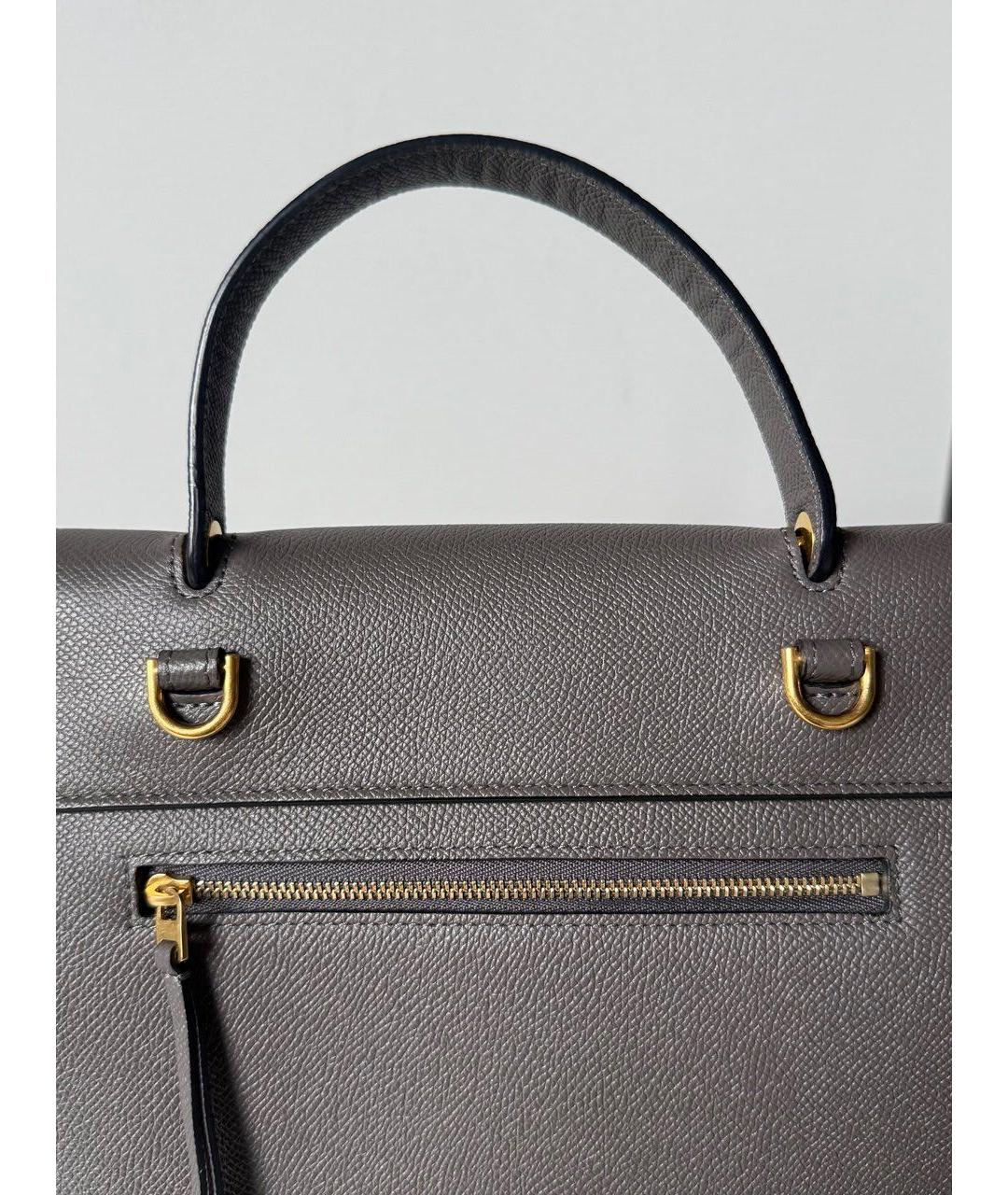 CELINE Антрацитовая кожаная сумка с короткими ручками, фото 3