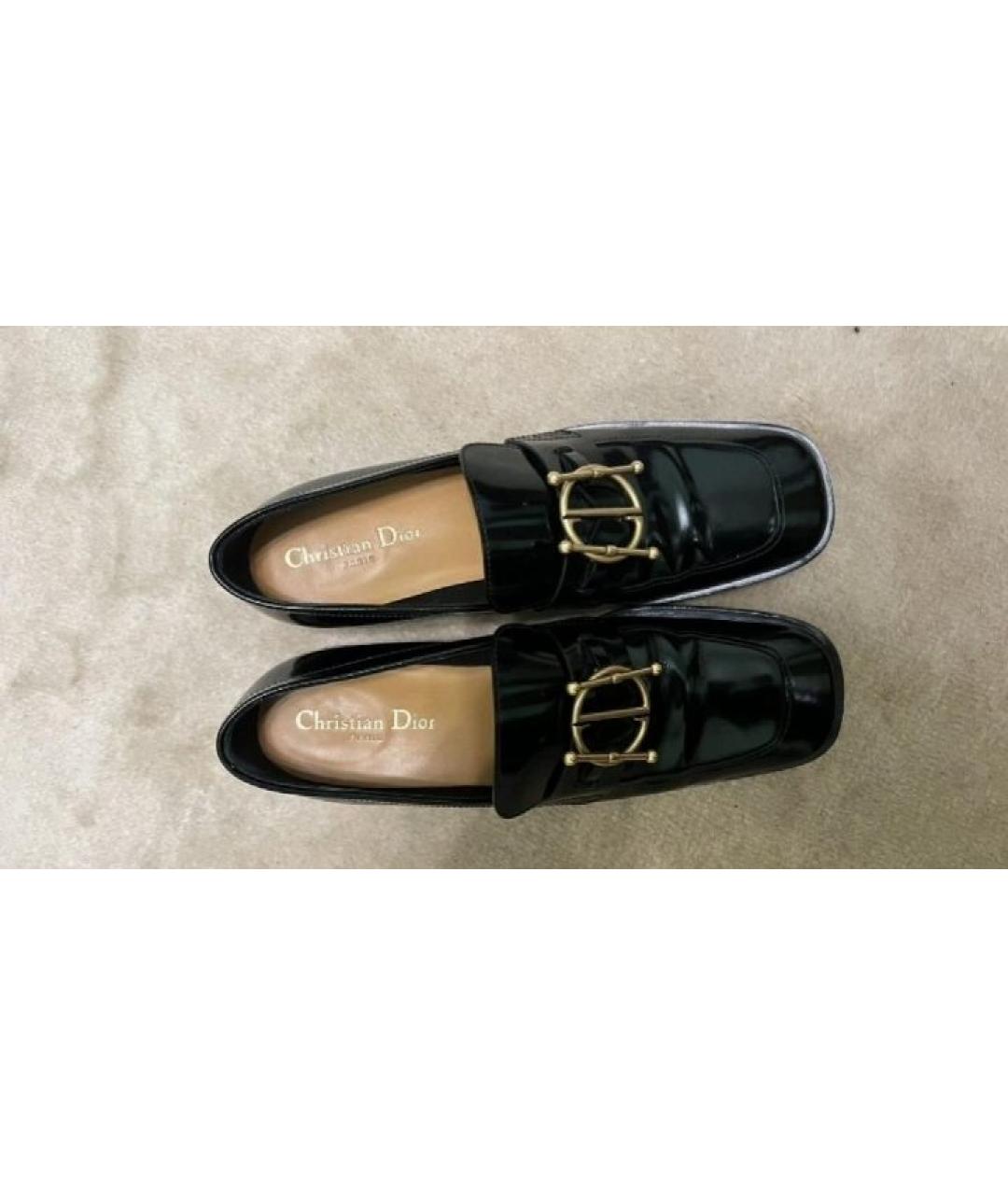 CHRISTIAN DIOR Черные кожаные лоферы, фото 3