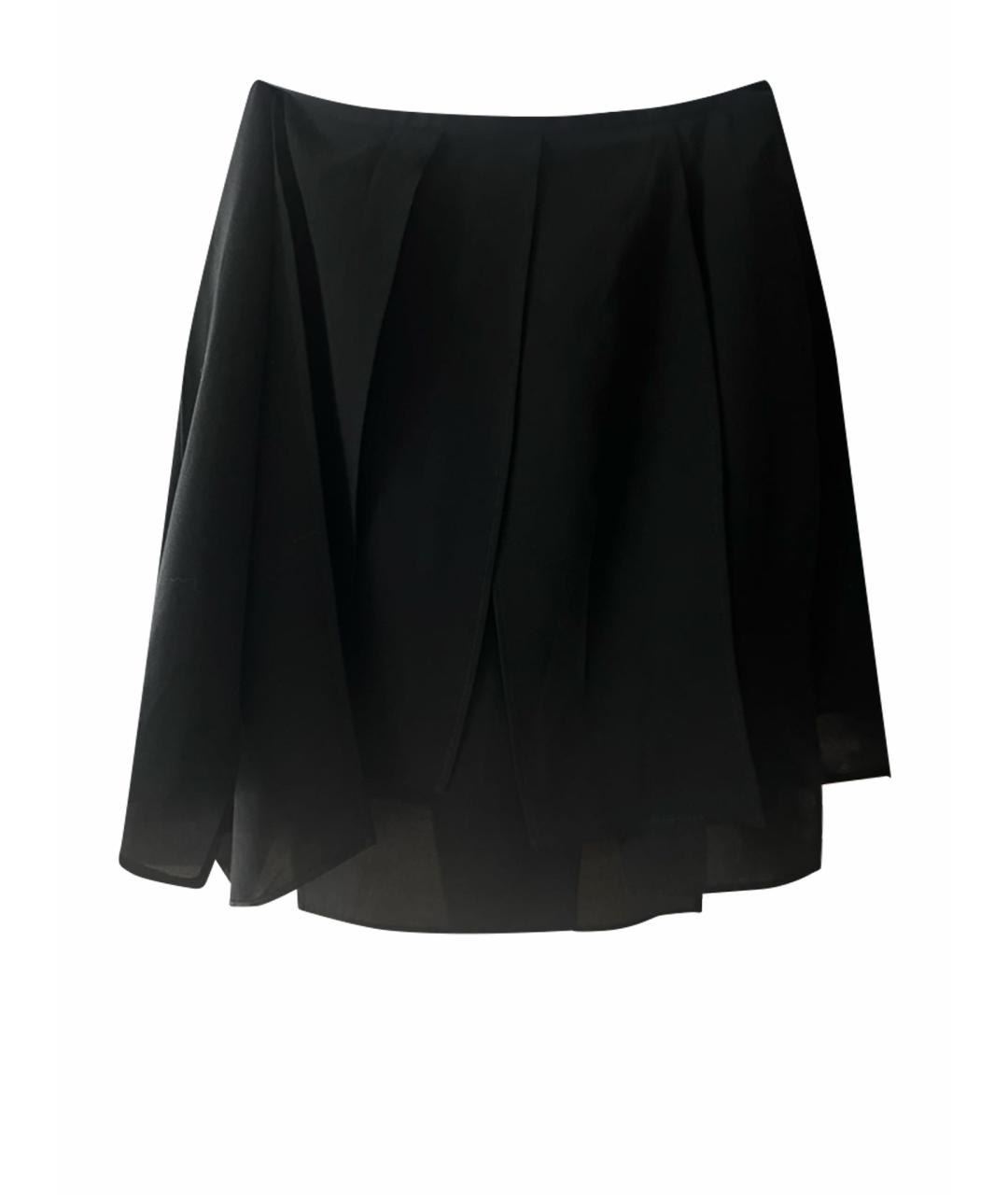 JIL SANDER Черная шелковая юбка мини, фото 1