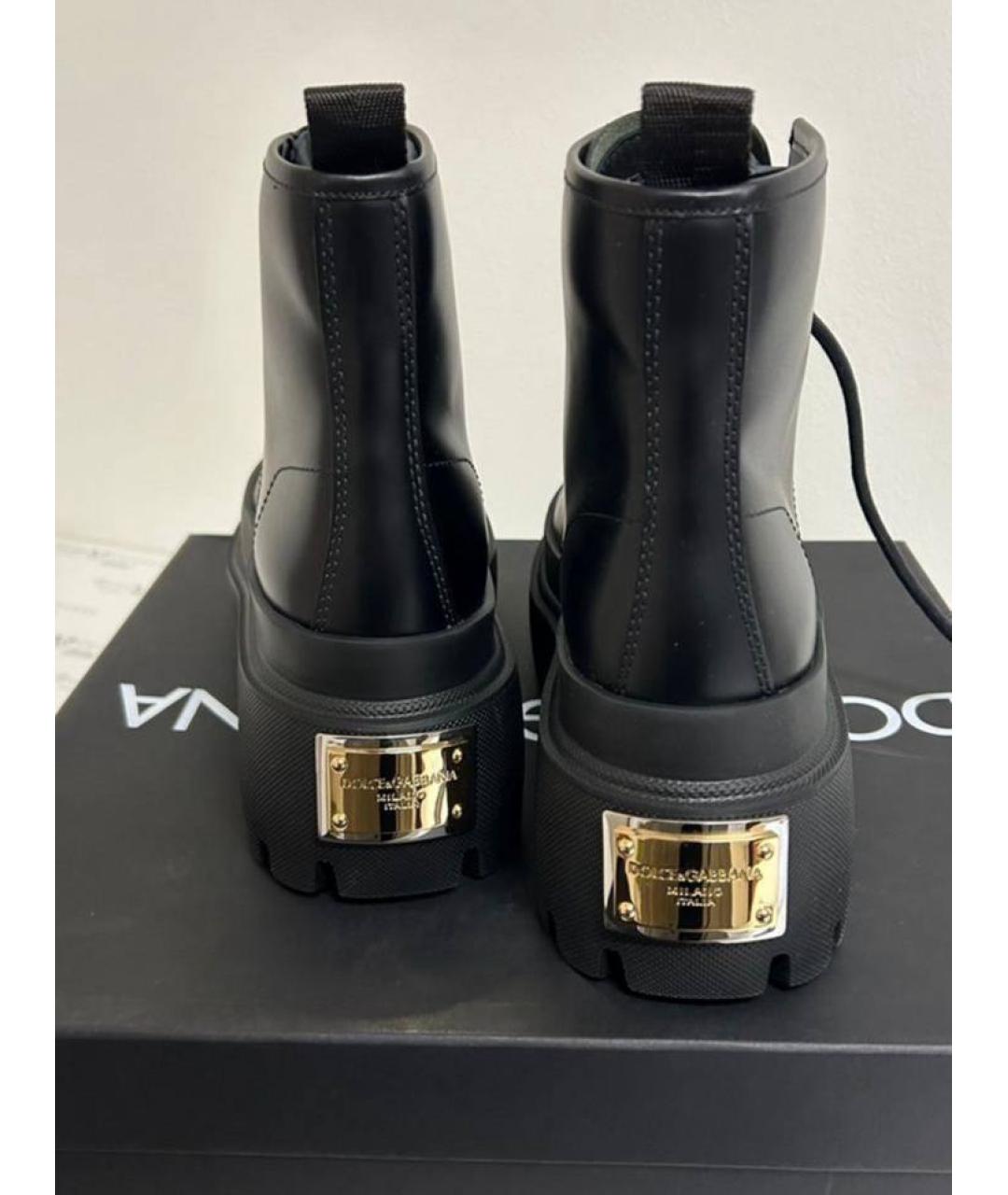 DOLCE&GABBANA Черные кожаные ботинки, фото 4