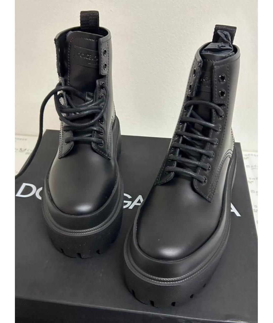 DOLCE&GABBANA Черные кожаные ботинки, фото 2