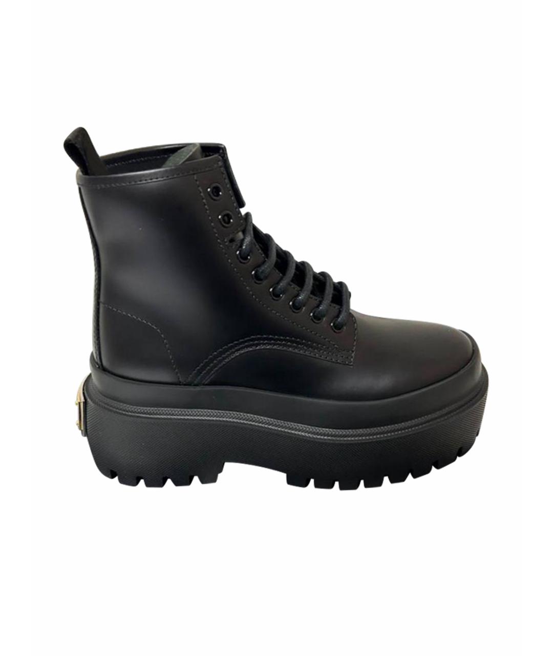 DOLCE&GABBANA Черные кожаные ботинки, фото 1