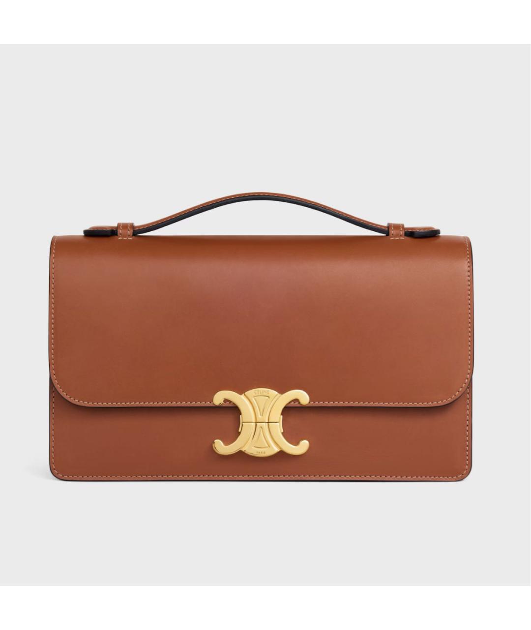 CELINE Коричневая кожаная сумка через плечо, фото 5