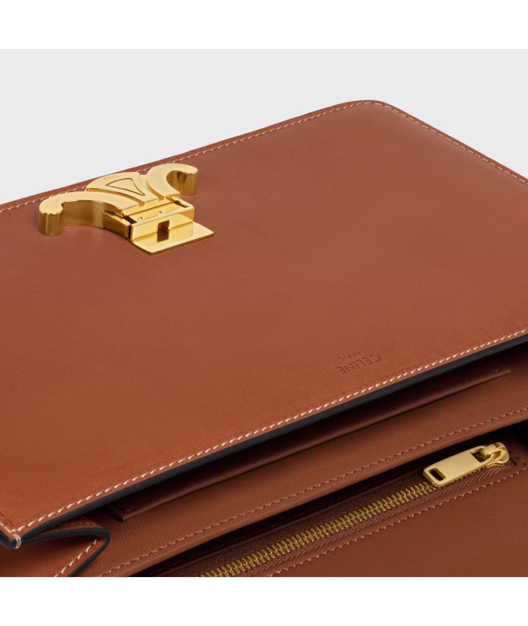 CELINE Коричневая кожаная сумка через плечо, фото 2