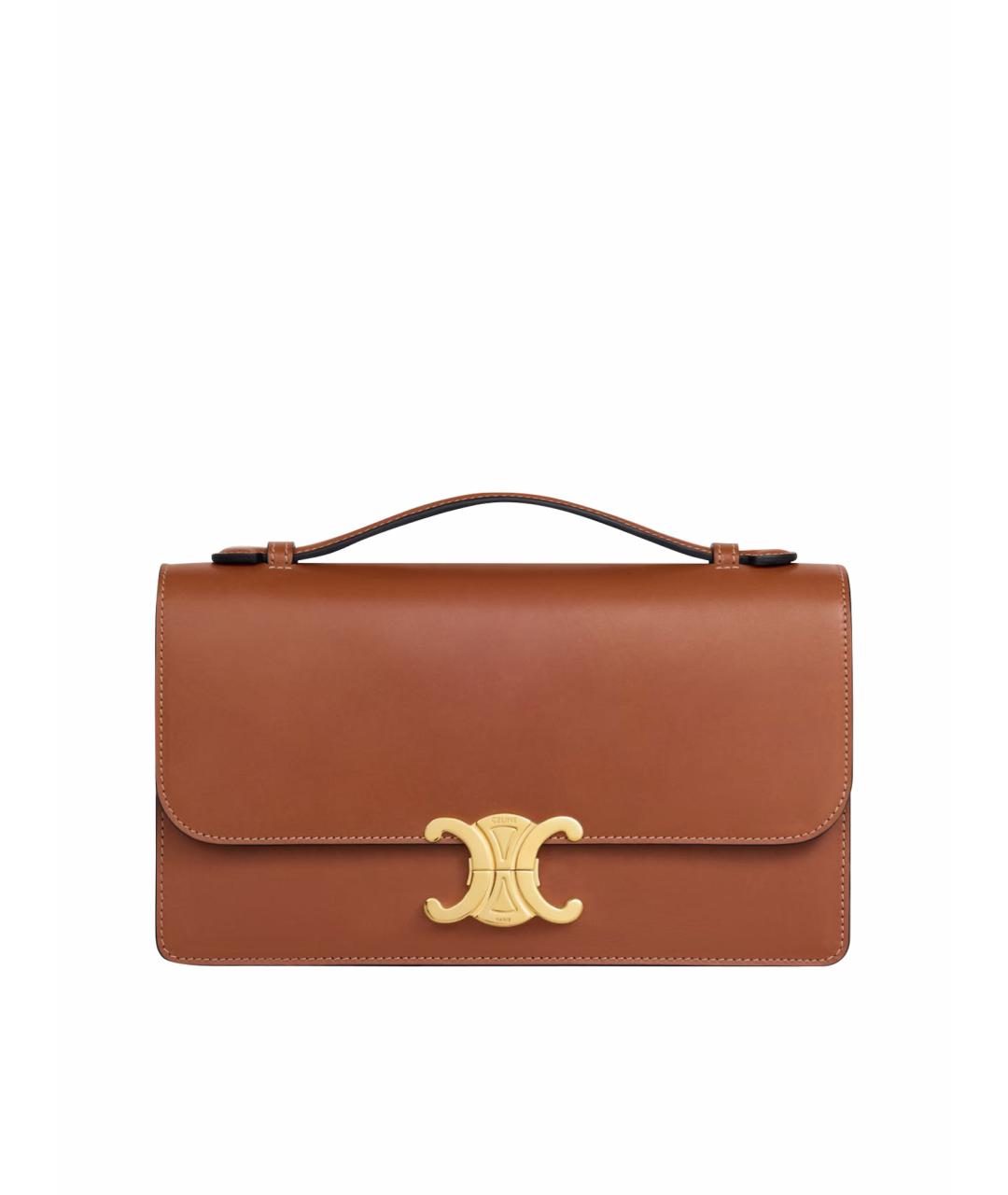 CELINE Коричневая кожаная сумка через плечо, фото 1