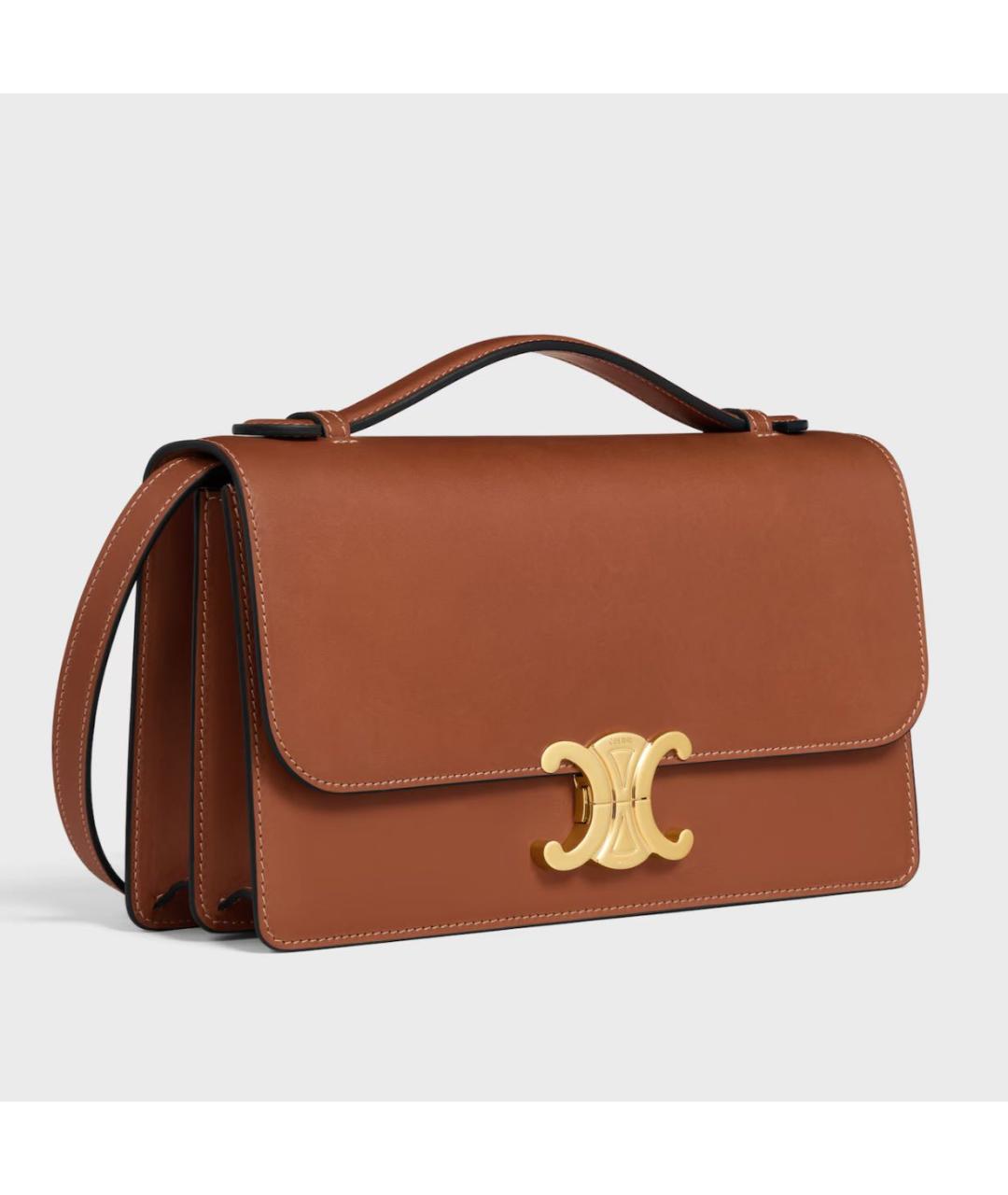 CELINE Коричневая кожаная сумка через плечо, фото 4