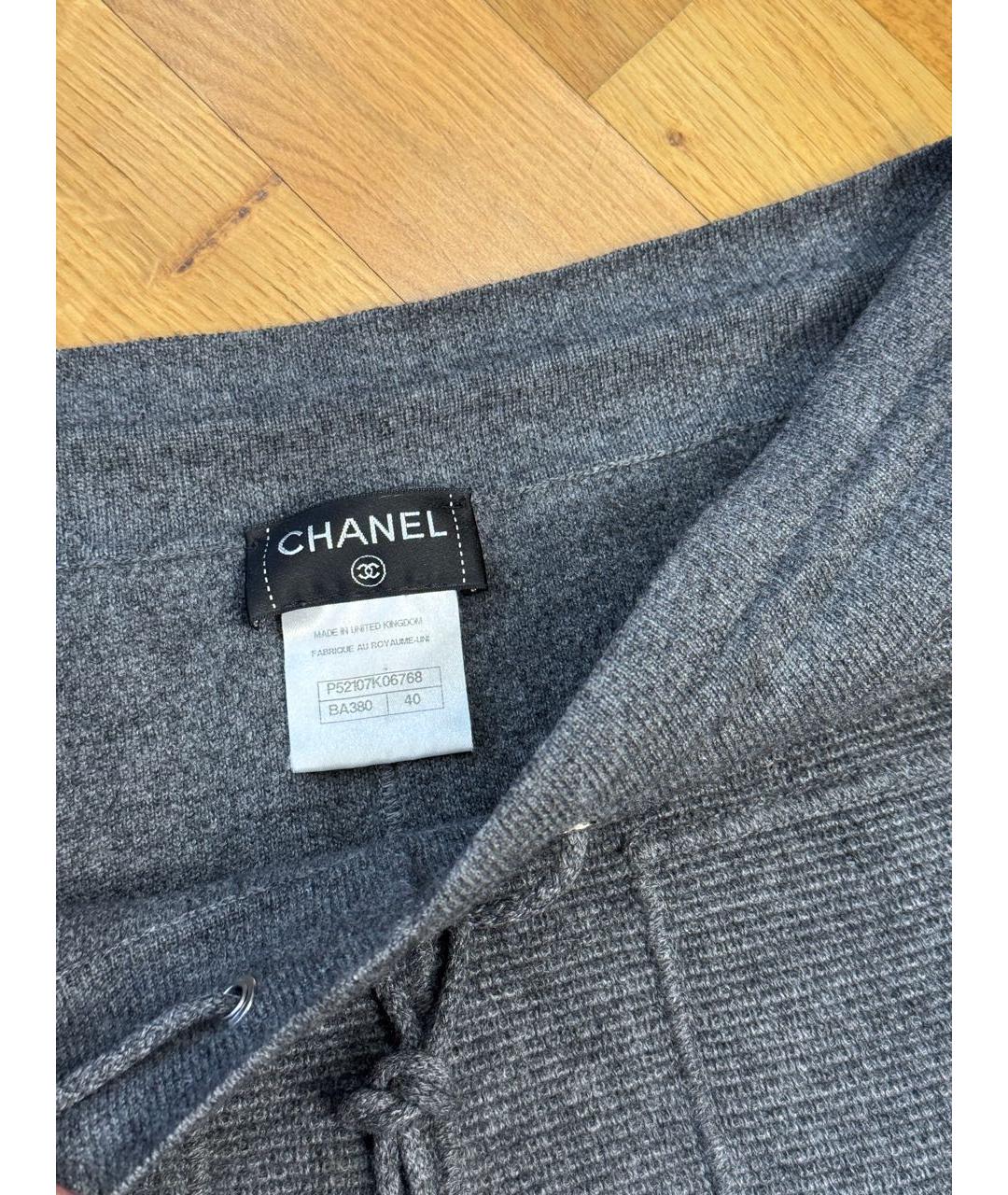 CHANEL Серые кашемировые брюки узкие, фото 3
