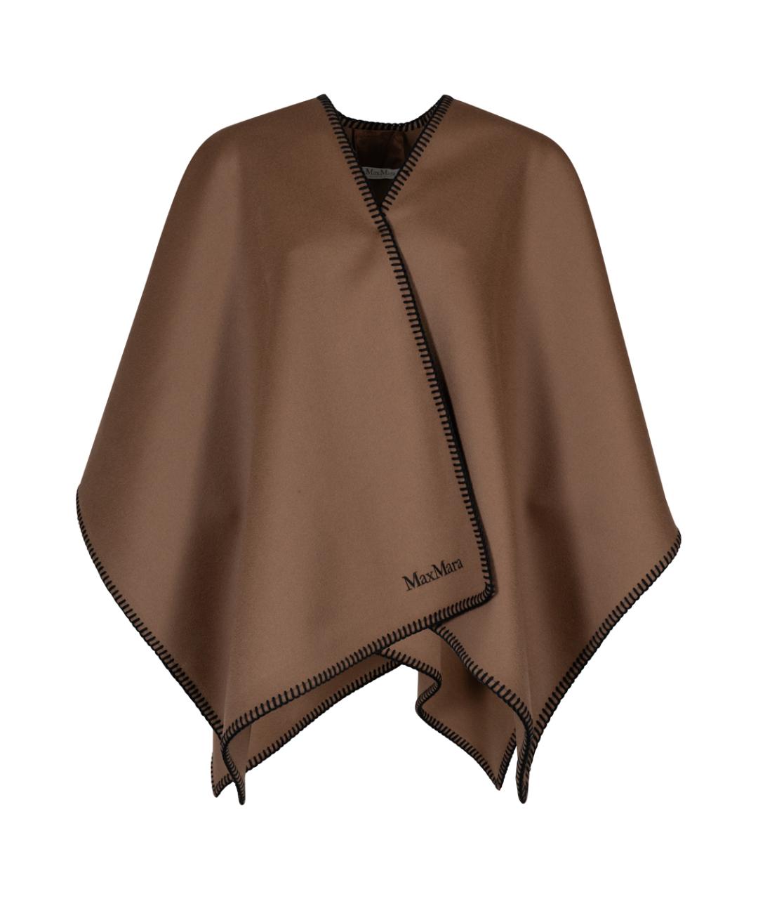 MAX MARA Коричневый шерстяной шарф, фото 1