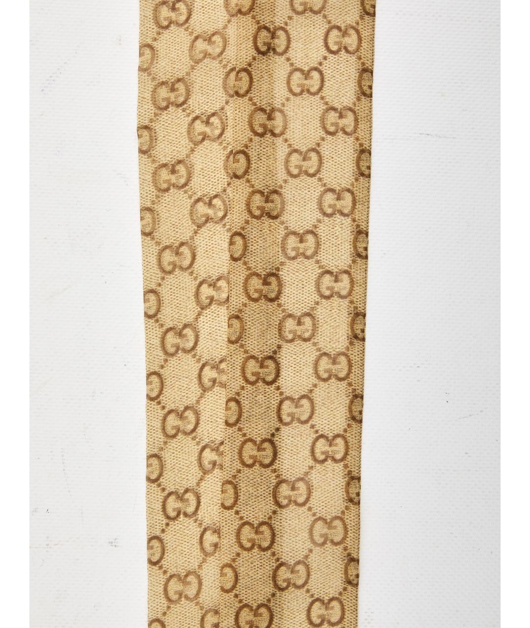 GUCCI Бежевый шелковый шарф, фото 2