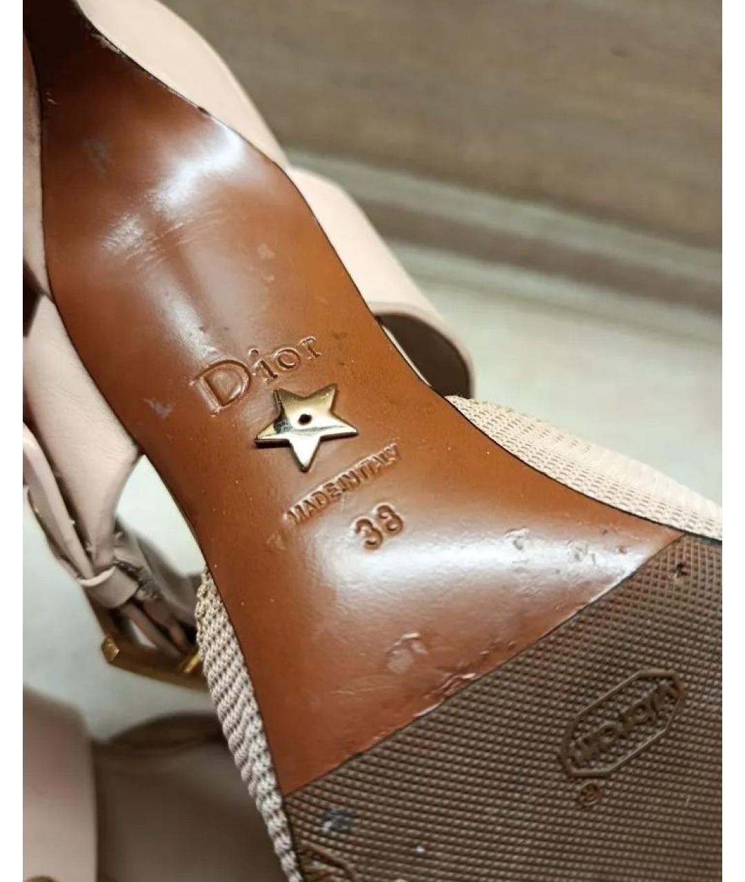 CHRISTIAN DIOR Бежевые текстильные мюли, фото 6