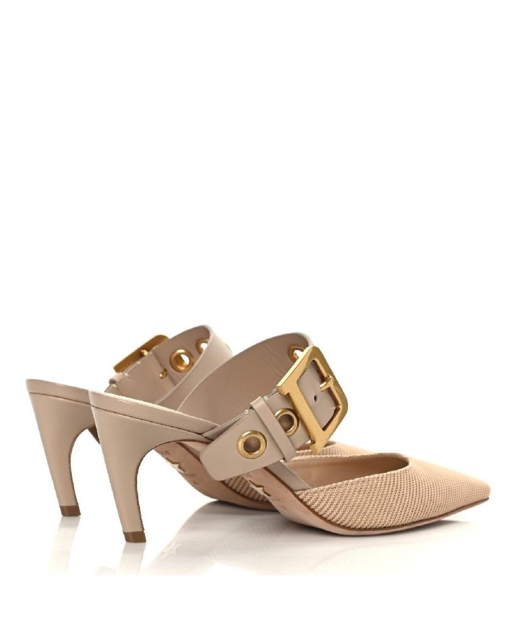 CHRISTIAN DIOR Бежевые текстильные мюли, фото 3