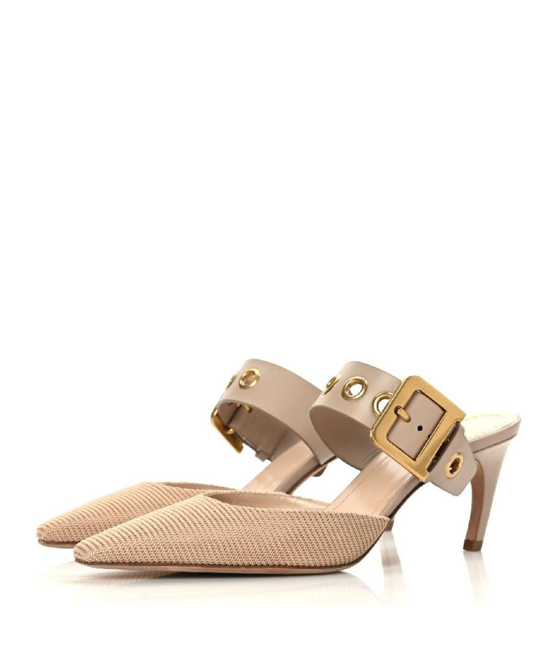 CHRISTIAN DIOR Бежевые текстильные мюли, фото 2