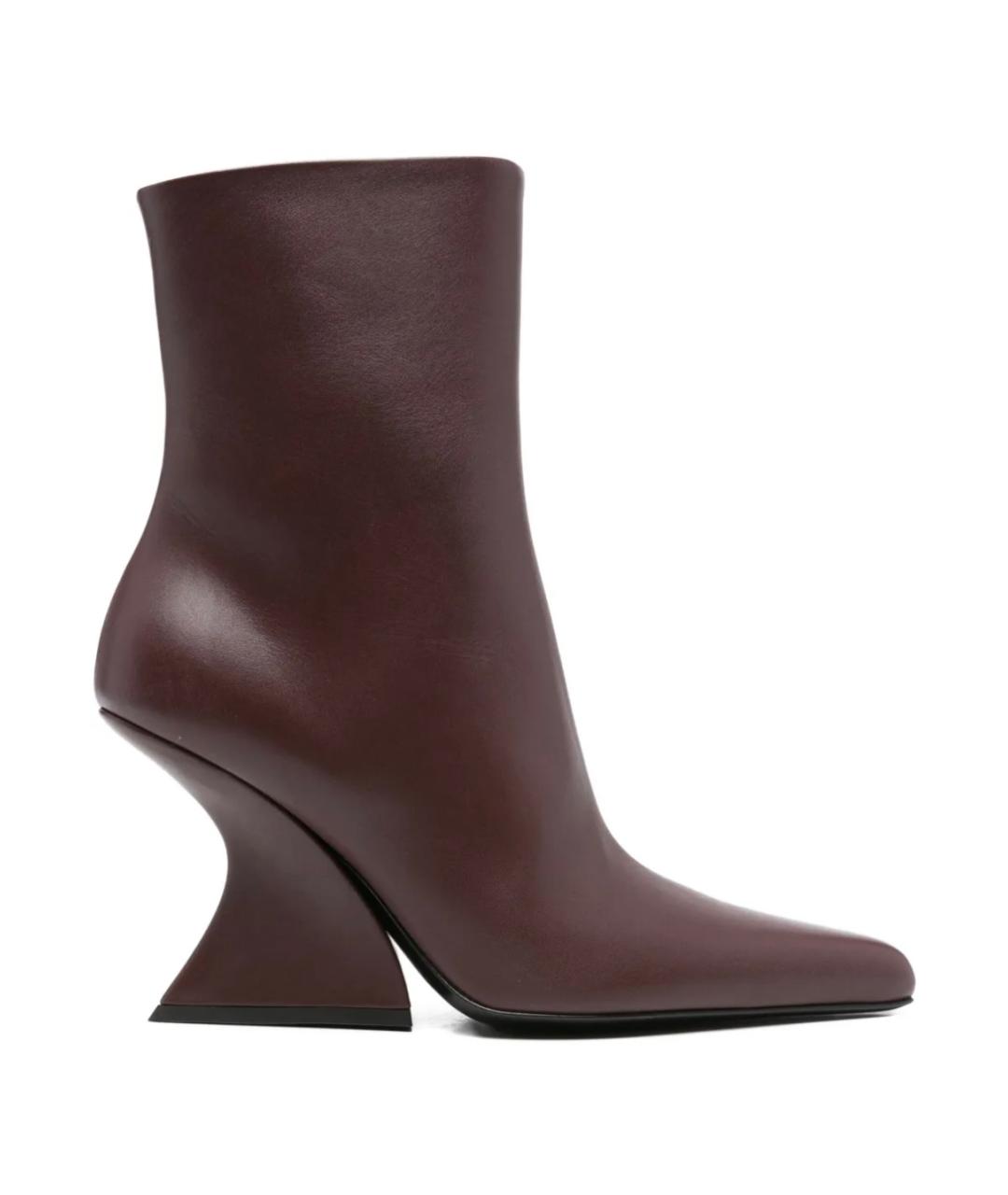 MUGLER Бордовые кожаные ботильоны, фото 1