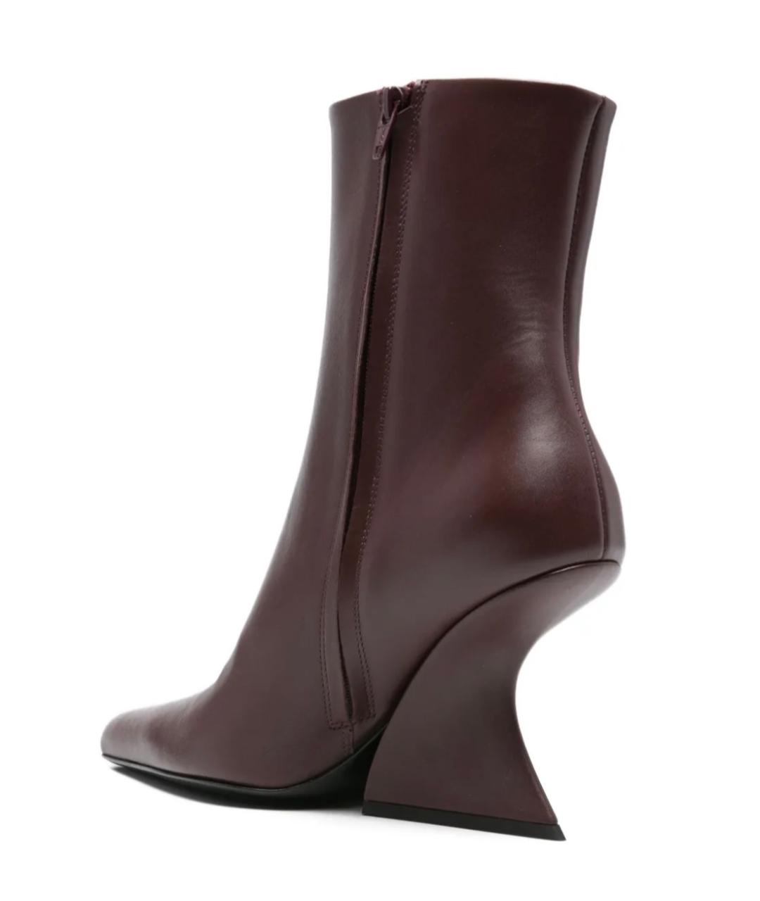 MUGLER Бордовые кожаные ботильоны, фото 3