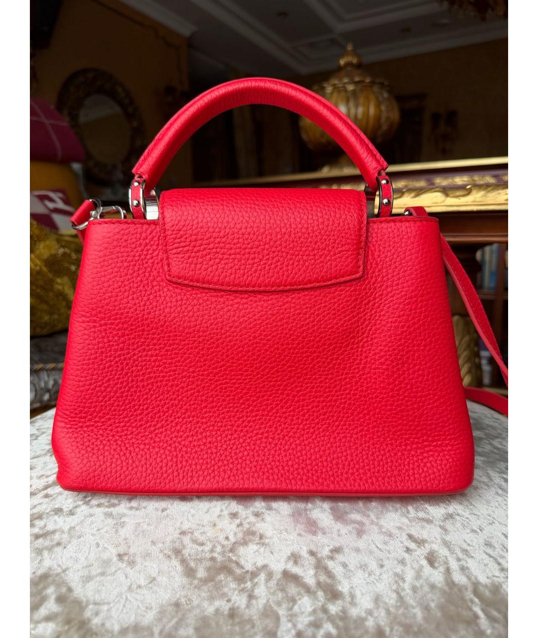 LOUIS VUITTON Красная кожаная сумка с короткими ручками, фото 3