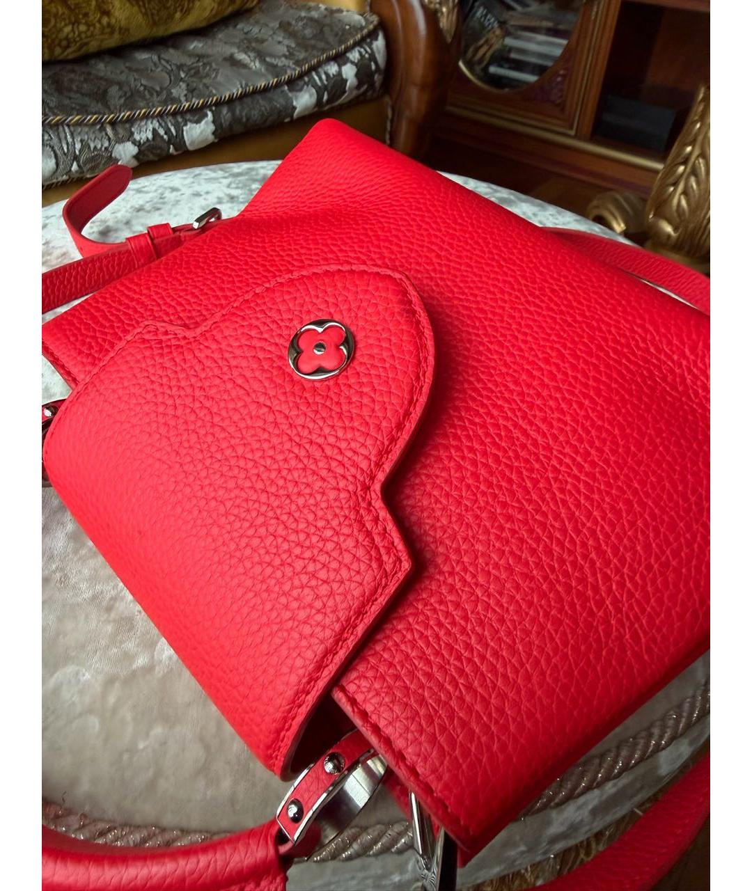 LOUIS VUITTON Красная кожаная сумка с короткими ручками, фото 5