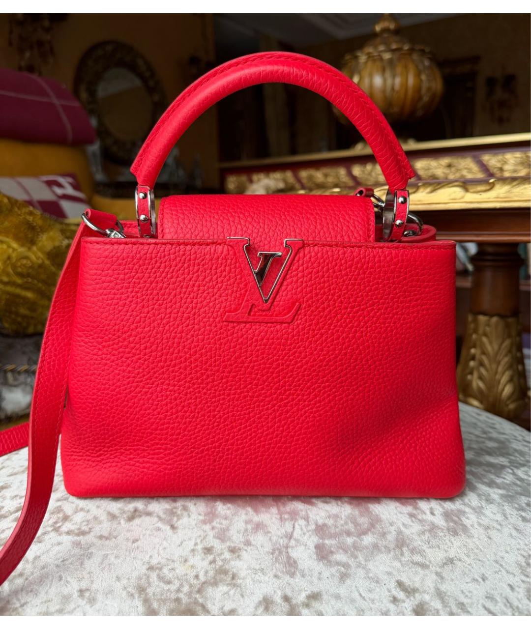 LOUIS VUITTON Красная кожаная сумка с короткими ручками, фото 6