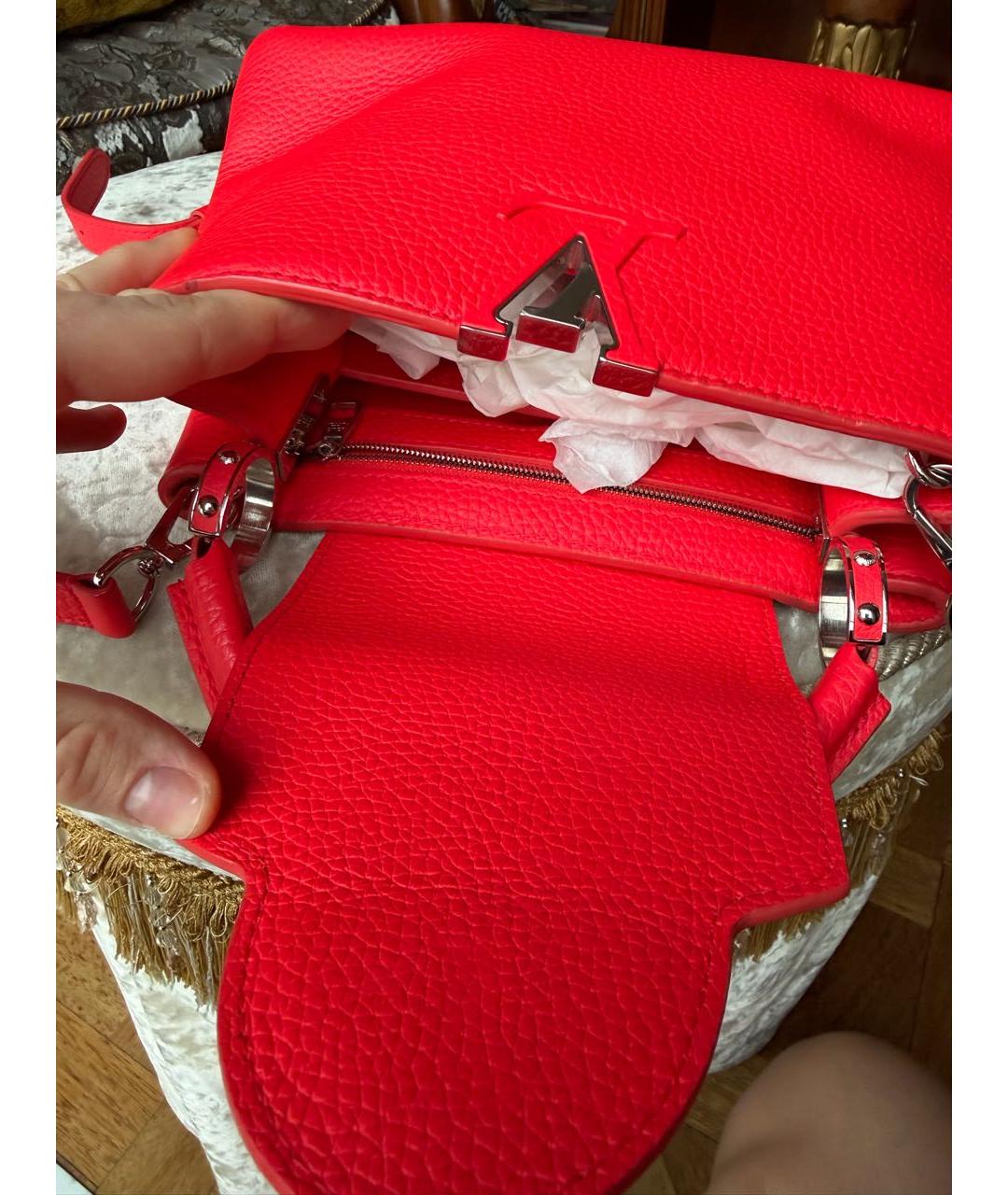 LOUIS VUITTON Красная кожаная сумка с короткими ручками, фото 4