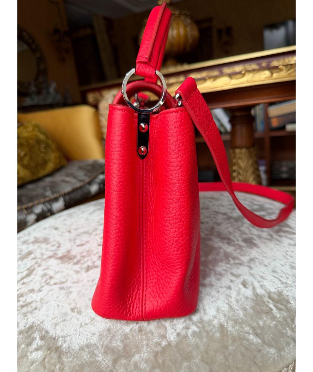 LOUIS VUITTON Красная кожаная сумка с короткими ручками, фото 2