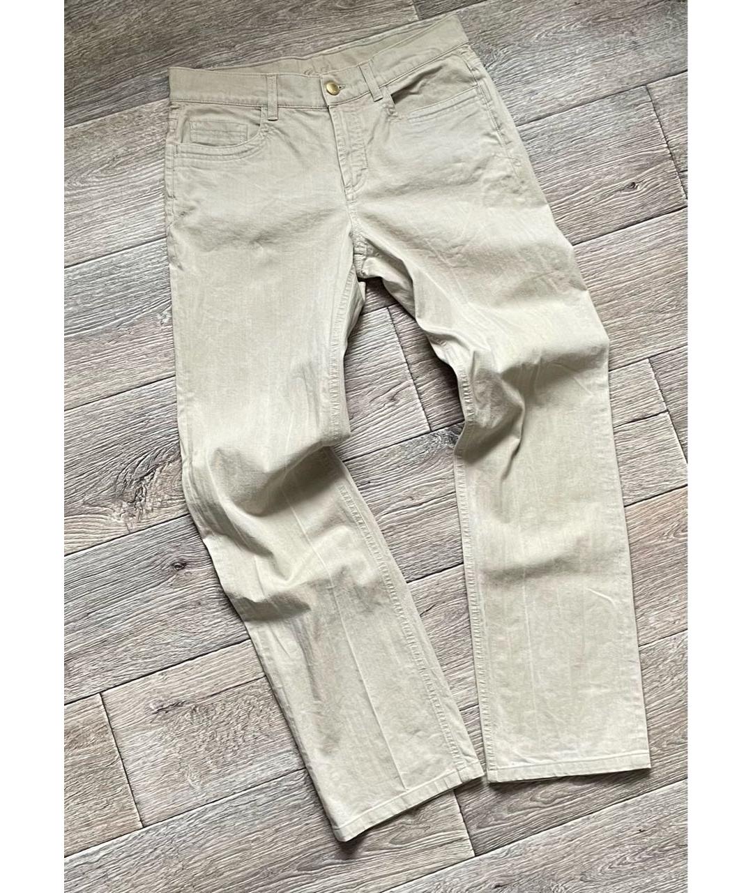 LORO PIANA Бежевые хлопко-эластановые прямые брюки, фото 7