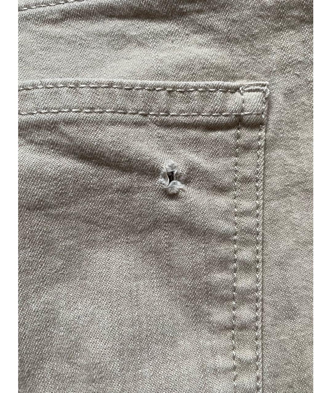 LORO PIANA Бежевые хлопко-эластановые прямые брюки, фото 6