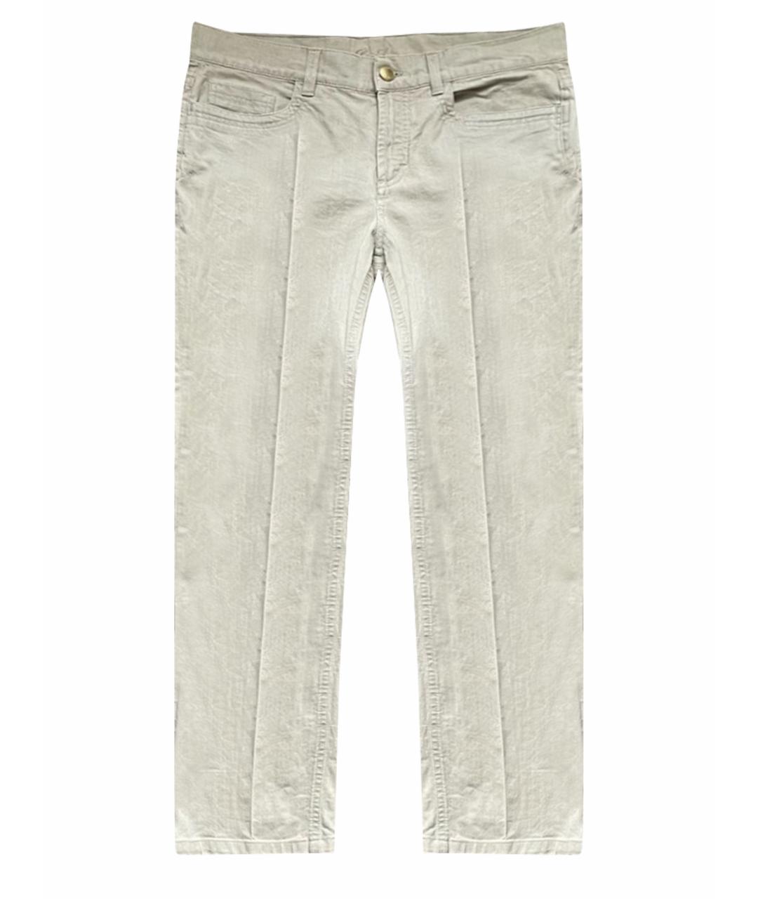 LORO PIANA Бежевые хлопко-эластановые прямые брюки, фото 8