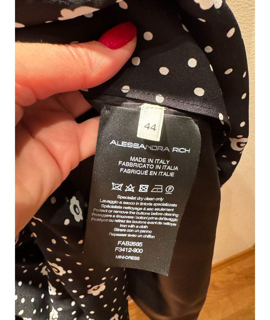 ALESSANDRA RICH Черное вискозное коктейльное платье, фото 5