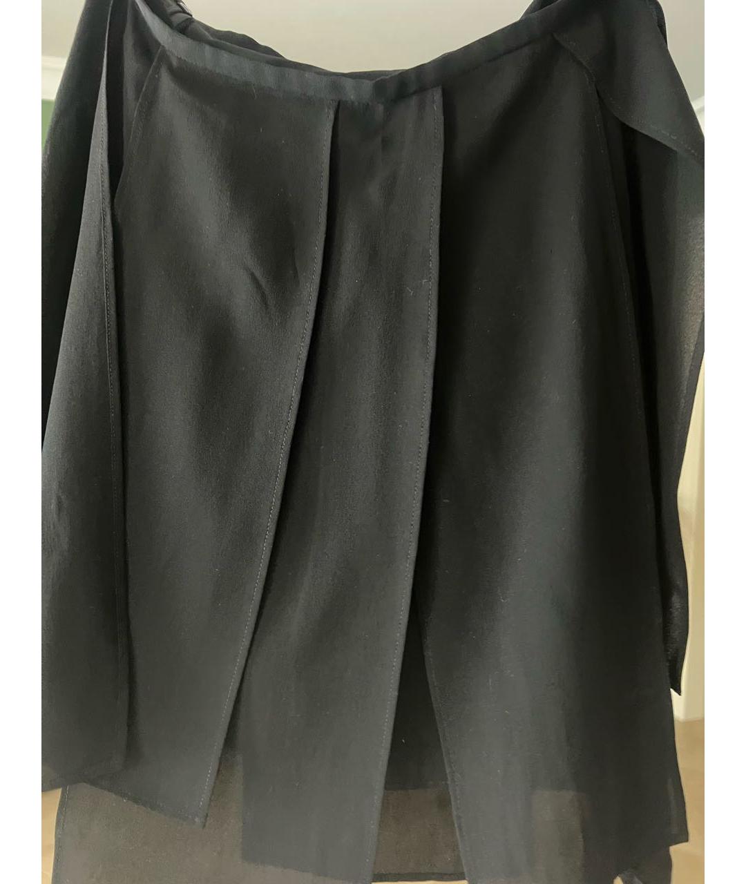 JIL SANDER Черная шелковая юбка мини, фото 2