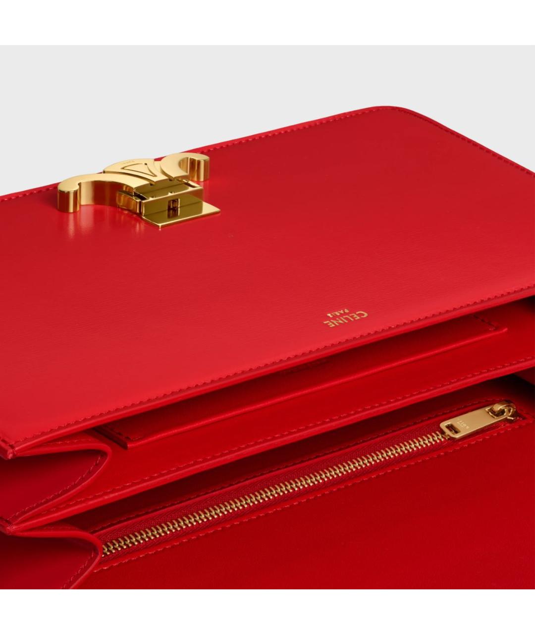 CELINE Красная кожаная сумка через плечо, фото 4
