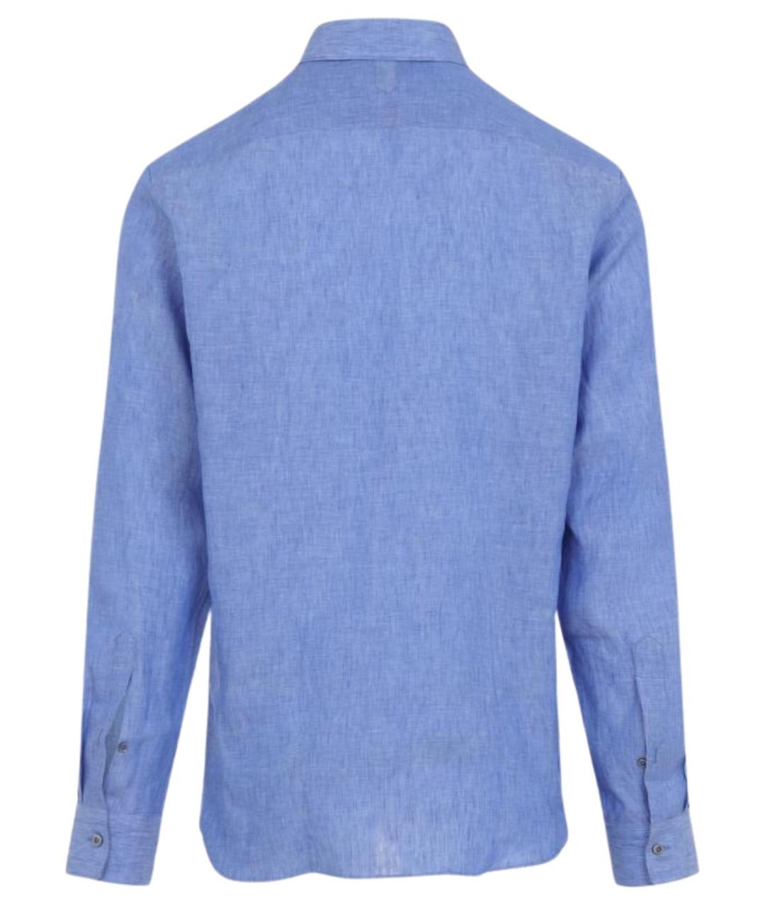 CANALI Синяя льняная кэжуал рубашка, фото 2