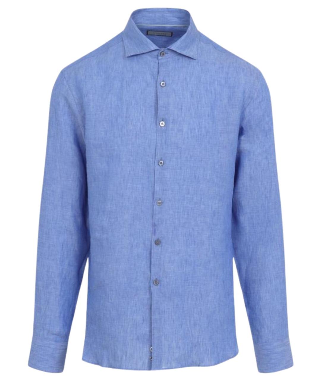 CANALI Синяя льняная кэжуал рубашка, фото 1