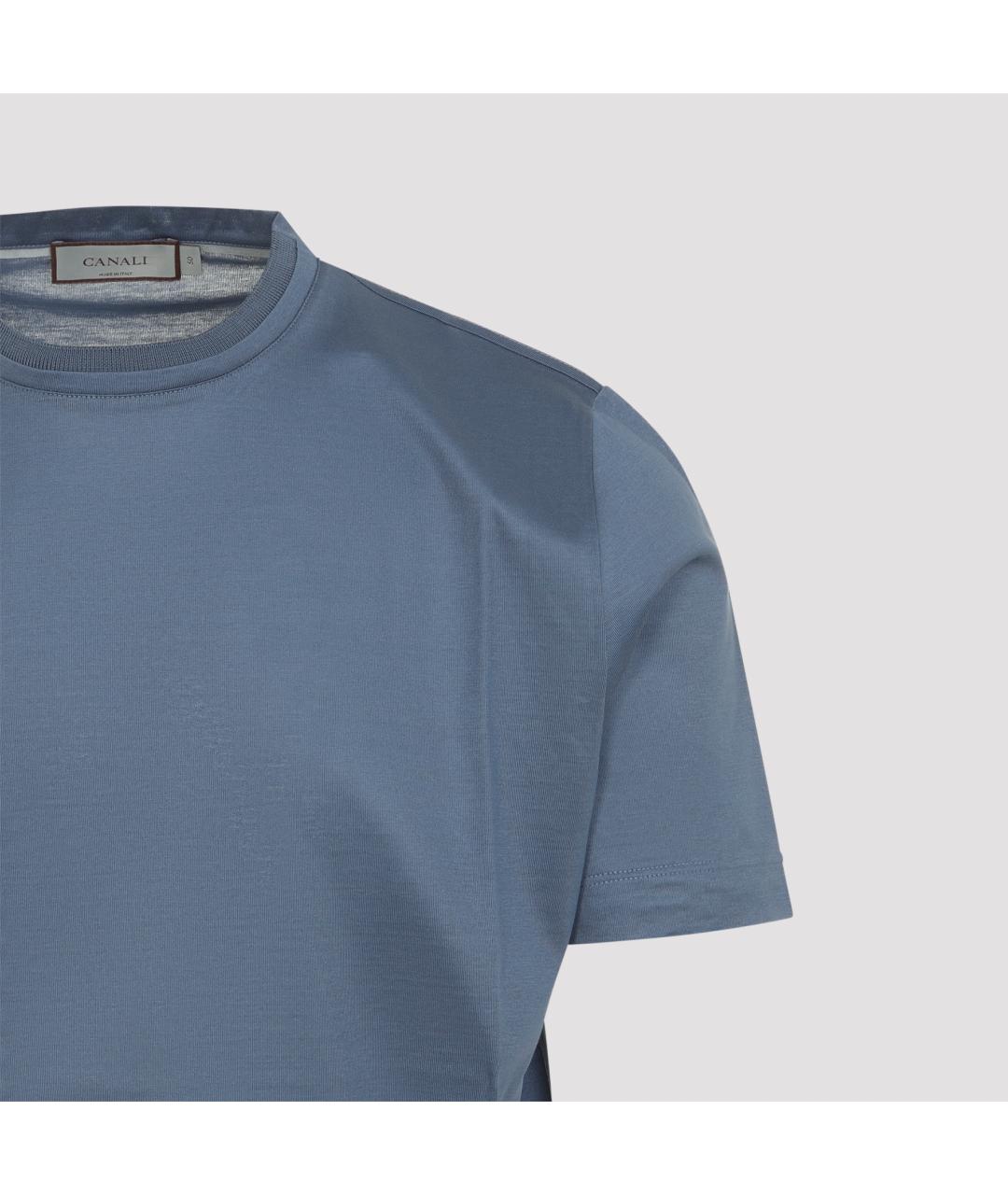 CANALI Синяя хлопковая футболка, фото 4